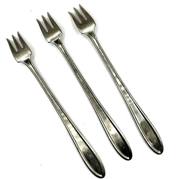 Vintage Federal Solid Nickel Silver Lot Set of 3 Olive pickle Forks cocktail - Picture 3 of 16